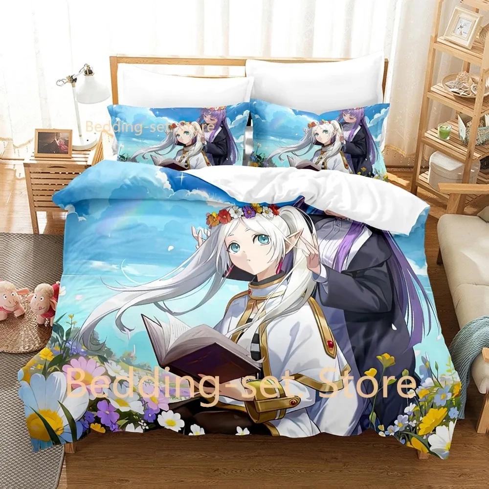 Frieren Beyond Journey'S End Bettwäsche Set Einzelbett Twin Full Queen King Size Bettset Erwachsener Kind Schlafzimmer Bettdeckenbezug Sets Anime Bett