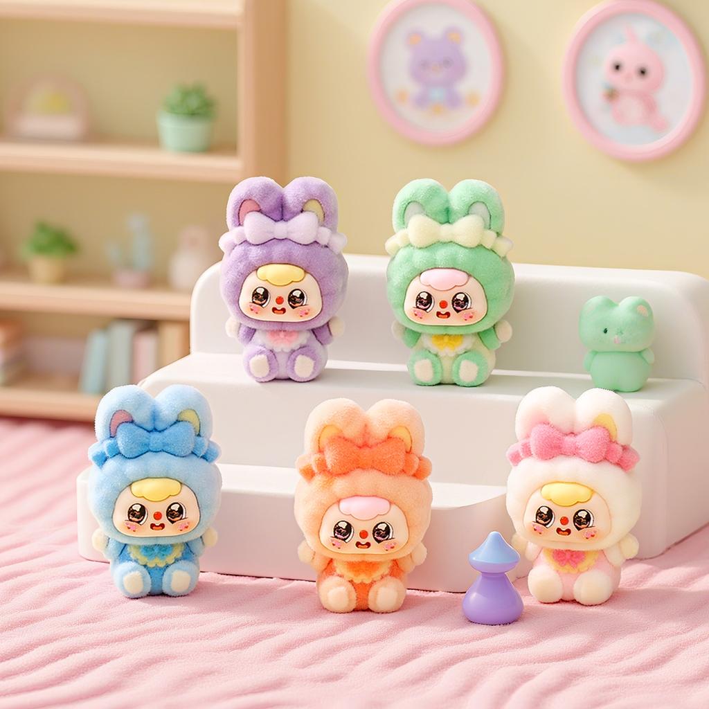 9pcs/Set Doubao Figure Toy Mini Butterfly Knot Rabbit Figurine Desktop Decoration Ornaments Toys Boys Girls Christmas Gifts