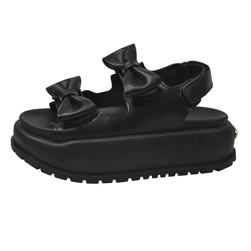 

Sweet bow 2025 spring and summer new metal buckle ins muffin platform casual retro fashion sandals women 40