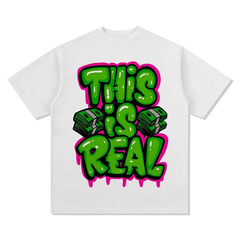 

American Street Style Graffiti Letter Printing Short-sleeved T-shirt Summer Ins Trendy Top 4XL