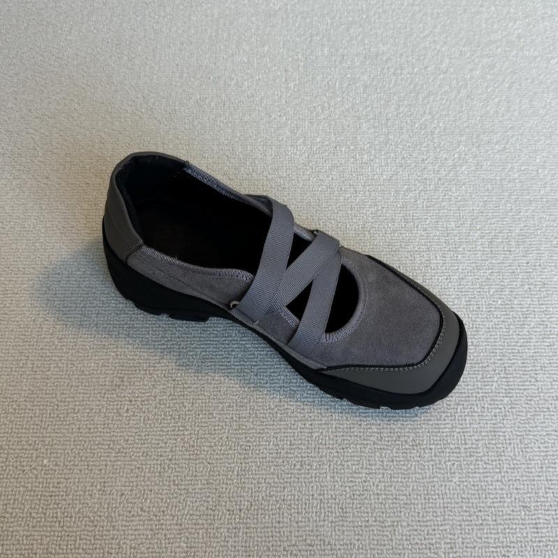 Sheepskin version~ Soft leather retro platform cross strap Mary Jane shoes women's casual sports shoes ballet single shoes