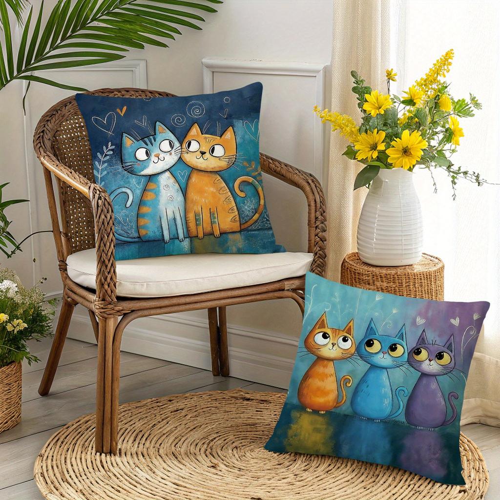 1/4pcs Cute Cartoon Cat Throw Pillow Covers Boho Decorative Cushion Cases for Home Sofa Bedroom Cushion cover