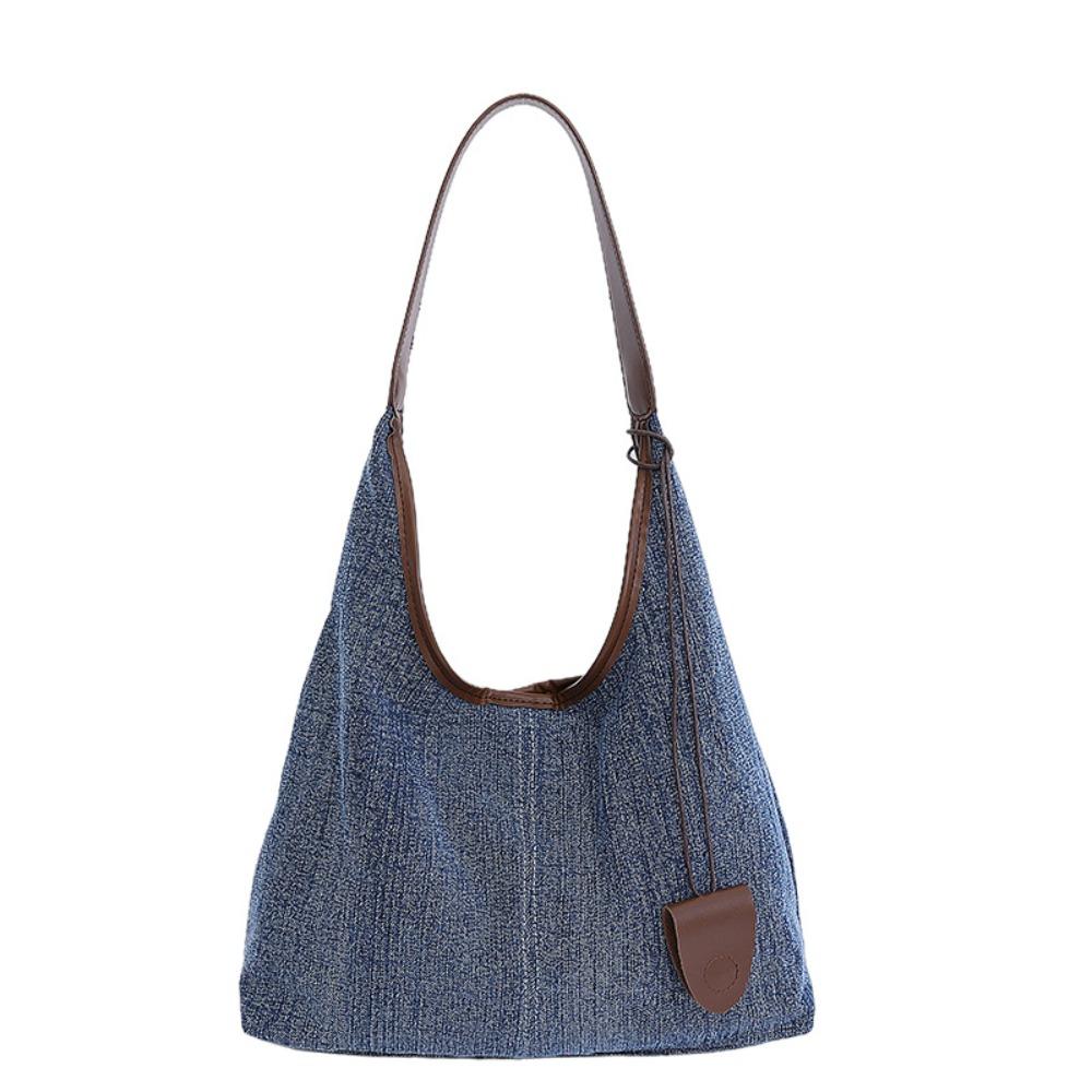 Harajuku Denim Tote Bag Korean Style Commuting Underarm Bag Leisure Canvas Shoulder Bag  Lady