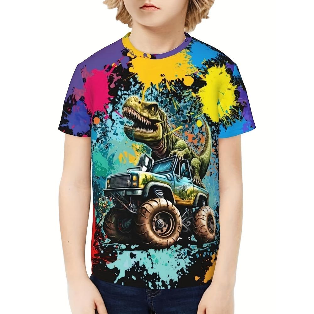Children's Clothing Boys Tshirt Short Sleeve Child T-Shirt 3D Dinosaur Print Casual Kids Summer Clothes Girls Clothes Tops Tee