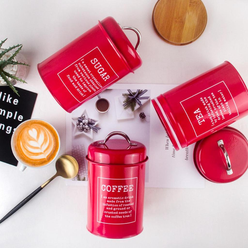 Juego de Recipientes Metálicos para Cocina Herméticos para Café, Té, Azúcar Botes Contenedores 1200ml