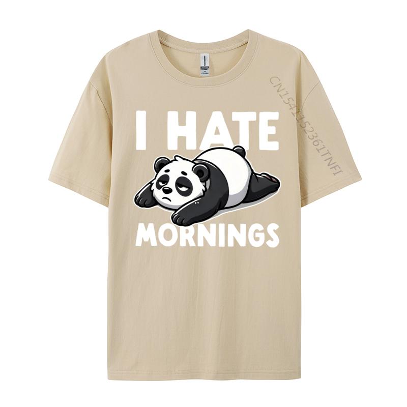 I Hate Mornings Bear Not A Morning Bear Funny Panda Tops Shirts Printed T Shirt Rife Printing Cotton Unisex Tshirts Printing