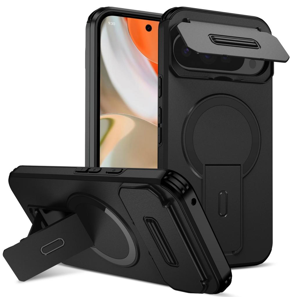 Custodia a Staffa Corazzata Resistente con Copri Fotocamera Scorrevole Per Google Pixel 10 9 Pro XL 9A Per Supporto di Ricarica Magnetica Magsafe