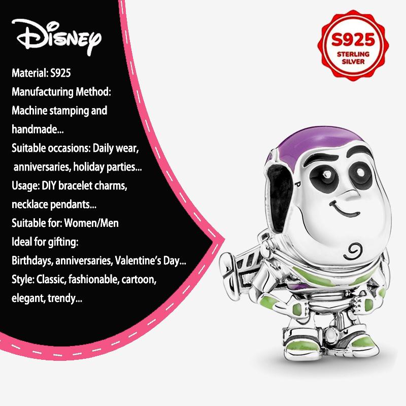 New Disney 925 Silver Winnie & Stitch Charms for Bracelet Necklace DIY Jewelry Gifts Holiday Party