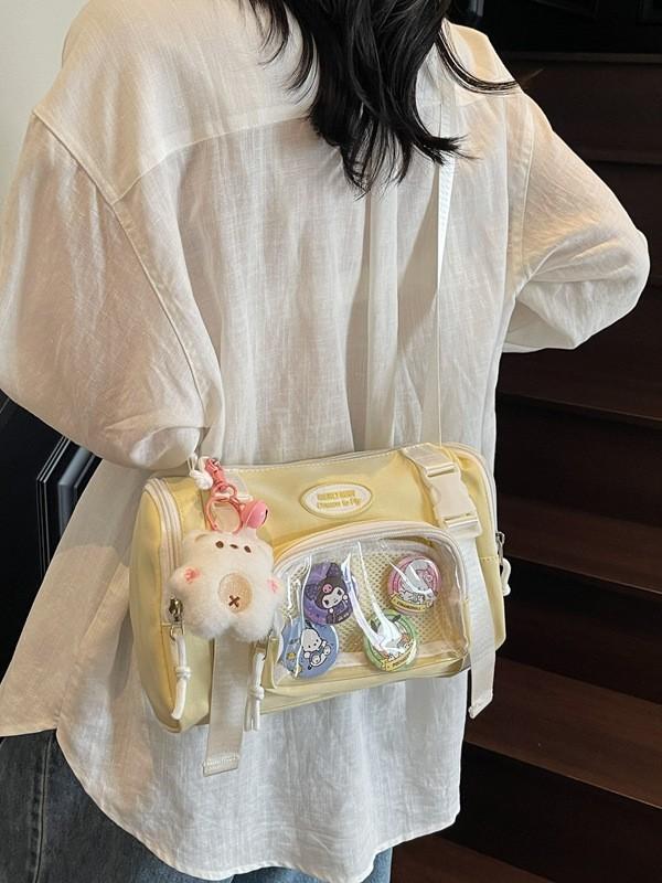 Classic Canvas Crossbody Bag For Casual Travel With Multiple Pockets For Girls