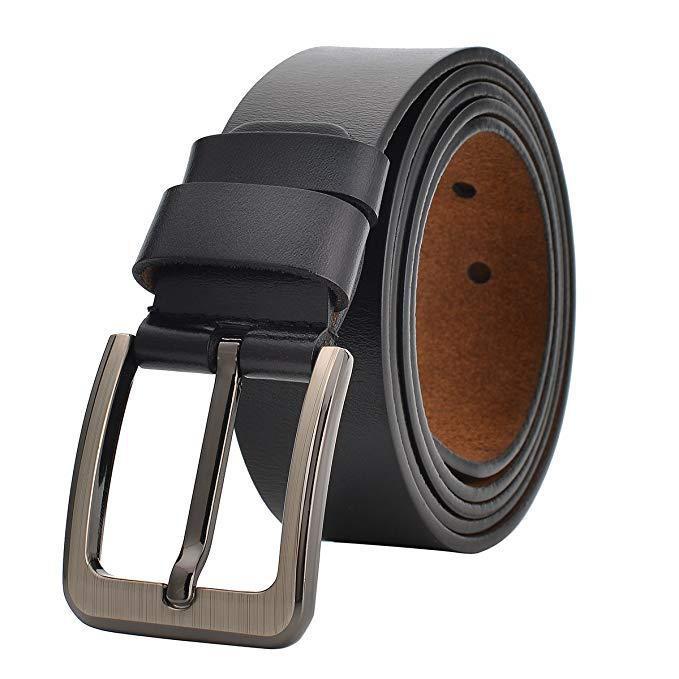 Men's Genuine Leather Casual Belt with Pin Buckle - Full Cowhide Waistband