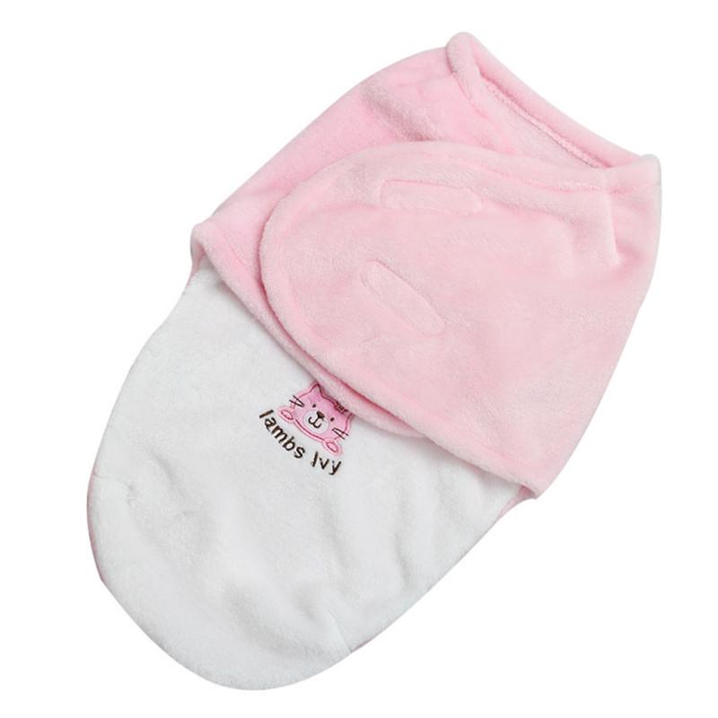 Baby Cartoon haft Flano śpiwór do przewijania dla noworodka z regulowanymi skrzydłami