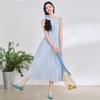 Damen Ärmelloses A-Linien-Kleid im französischen Stil