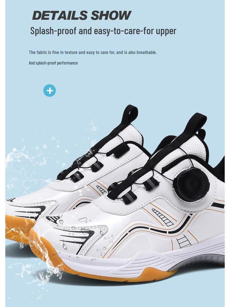 Wasserdichte Lederschuhe für Kinder zum Badmintonspielen mit Drehverschluss und rutschfester weicher Sohle für Jungen und Mädchen, Frühling/Herbst 2025