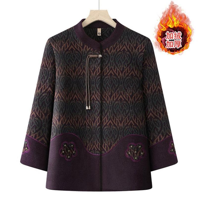 

Autumn and winter women s thickened and thickened winter warm national tide jacket 5XL [recommended 150-80kg] фиолетовый