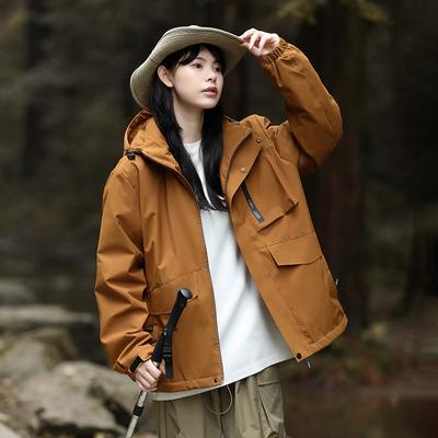 Veste Homme Outdoor à Capuche Imperméable Coupe-Vent Coupe Ample Manteau Décontracté pour Randonnée Camping Pêche Multi-Poches Techwear
