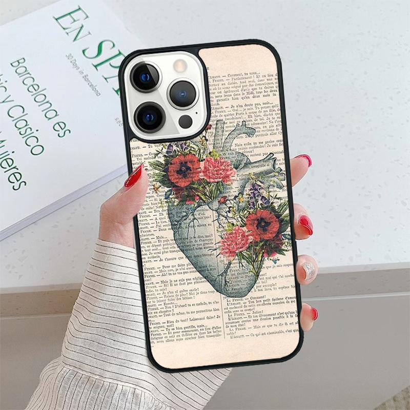 Vintage Anatomy Heart Brain Nurse Phone Case Cover For iPhone 17 Air 15 16 16e 14 13 Pro 12 11 Pro Max For Apple PLUS Fundas