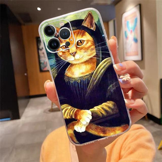 

Чехол для телефона для Iphone 14 13 12 11 Pro Max Xs Max Xr X 12mini 14 Plus Se Van Gogh Art Cat Case Funda Capa Cell iPhone 11Pro