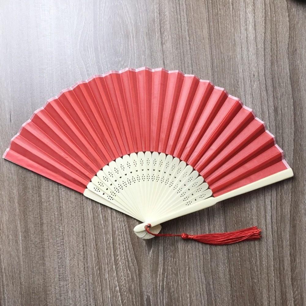 Wear Resist Folding Fan Cooling Tool Bamboo Hand Fan Fashionable Silk Hand Fan Festival Party
