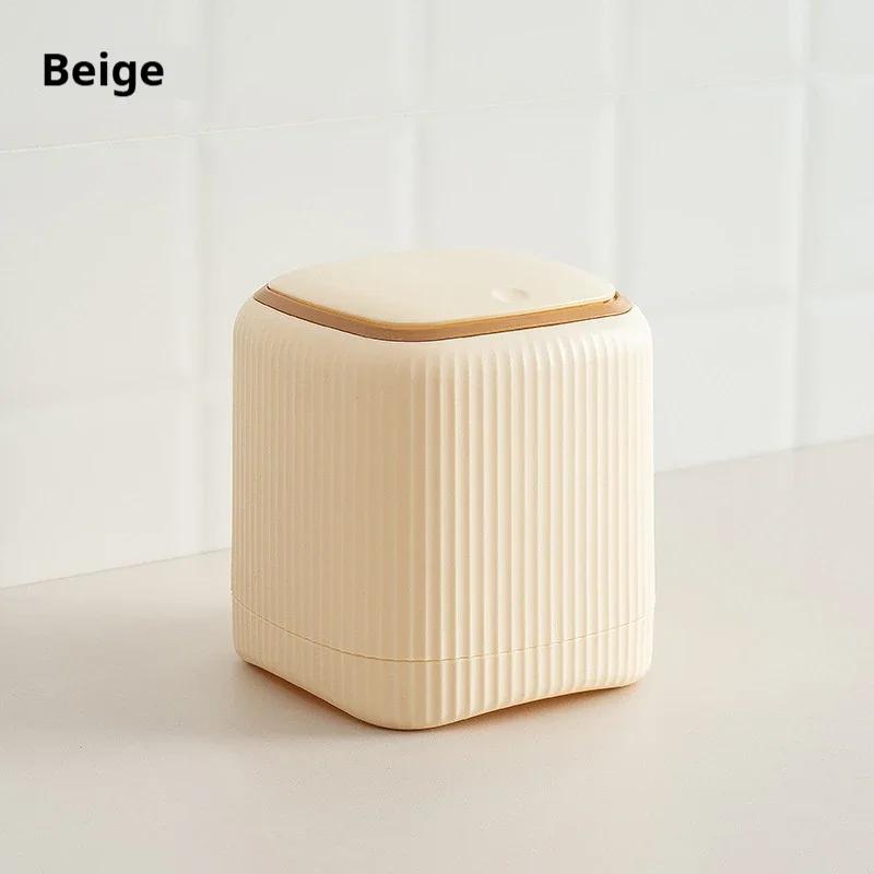 Mini Desktop Trash with Lid Outside Double Barrels Garbage Bedroom Office Desk Storage Box Made Durable Plastic Home Supplies