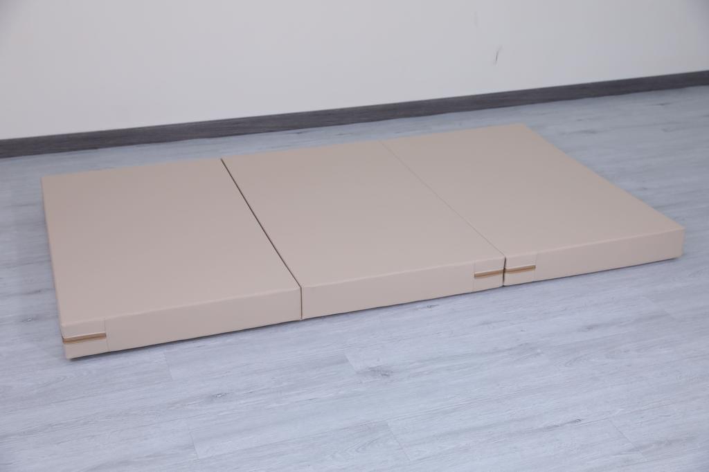 Gymnastic mattress Satellite 180x100x10 cm three-piece - beige