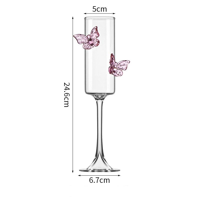Hohes Borosilikatglas mit vertikalen Streifen für Wein, exklusive Hochzeitsgeschenke, Weingläser mit Schmetterlingsstiel, Barzubehör