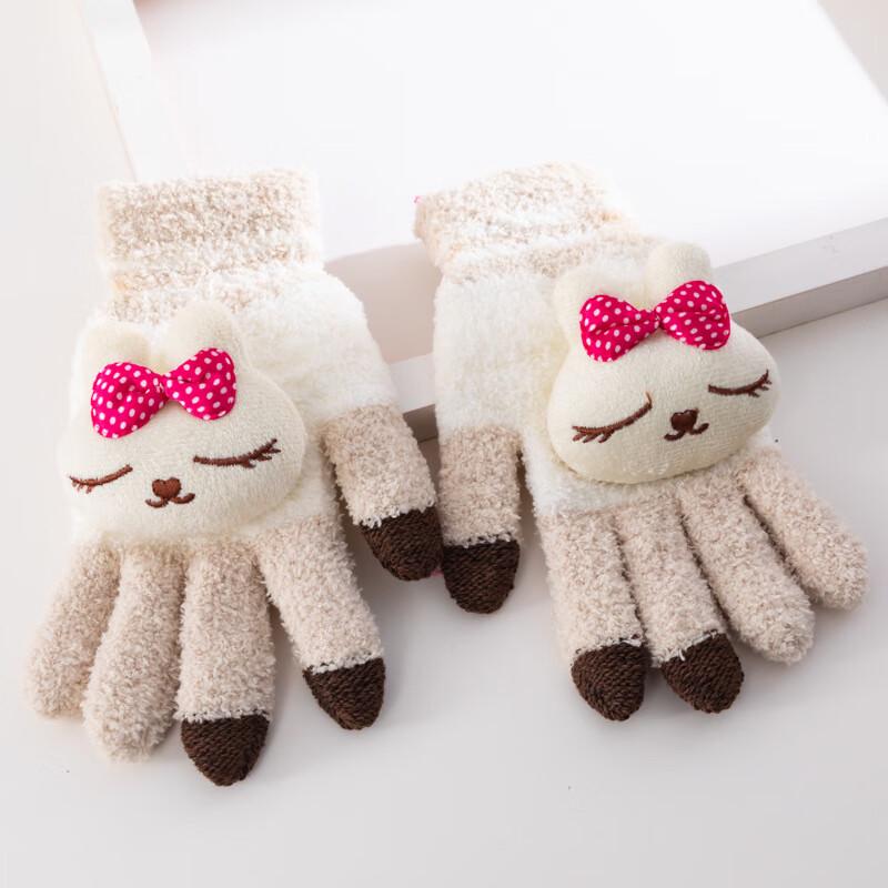 Cute Cartoon Winter Knitted Full-Finger Gloves (2 Pairs)