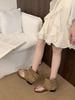 Soft leather version of French herringbone toe sandals women's 2025 summer new flat-bottomed cool boots loose sleeve warehouse tube short boots