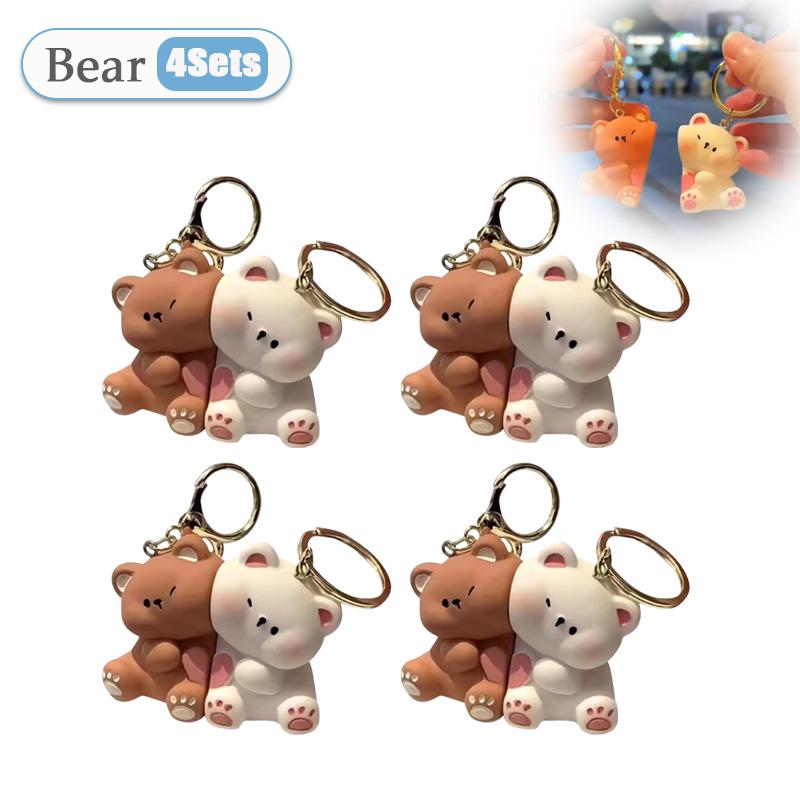 1-20 Sets Niedliches Cartoon-Bärenpaar Magnetischer Schlüsselanhänger Kleiner Anhänger Puppe Kleines Geschenk Spielzeug Harz Kreativer Schlüsselanhänger Schultaschen-Anhänger