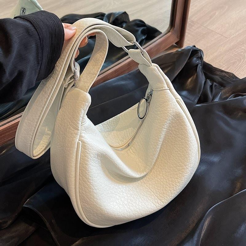 

Trendy Minimalist Soft Pu Lining Dumpling Shoulder Bag For Fashionable Women белый