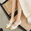 Sheepskin One-word Belt Color Matching Leather Shoes Gentle French Light Mouth Mary Jane Shoes Women's Single Shoes Fairy Flat Shoes
