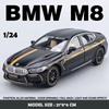 2024 New Similation 1:24 BMW M8 Supercar Alloy Car Model Sound and Light Pull Back Die Cast Children's Toy Collectibles Birthday Gift