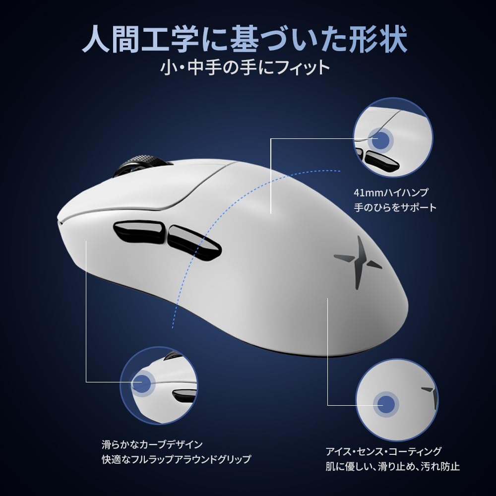 Mouse de gaming DELUX M500PRO, sondaj 8000Hz pentru dispozitive mici, senzor PAW3395 în 3 moduri, durată de viață a clicurilor de 100 de milioane, bază de încărcare magnetică inclusă, fără fir, 60,5 g