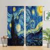 2pcs Van Gogh Starry Sky OilPainting Print Curtains Rod Pocket Curtain For Living Room Bedroom Office Kitchen Study Home Decor