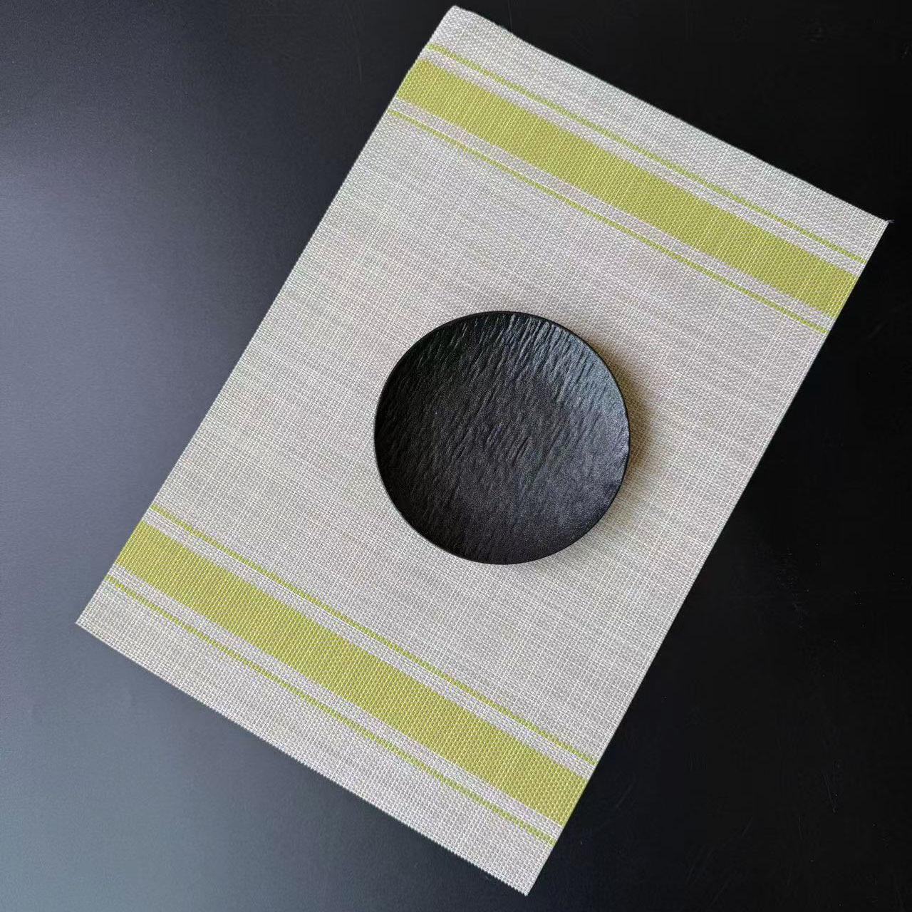 Japanese Linen Stripe Waterproof Placemat - Heat-Resistant, Anti-Slip Woven Table Mat 30*45cm