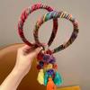 2025 New Style Colorful Braided Plush Headband for Girls - Wide-Edge Ethnic Hair Accessory