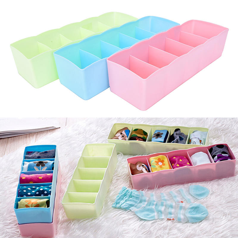 5 Grid Bra Socks Underwear Ties Divider Closet Container Storage Box Holder,
