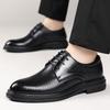 Leather Shoes Men's 2025 Hollow Summer Breathable Business Dress Leather Shoes In the UK Increase 8CM Groom Wedding Shoes Tide