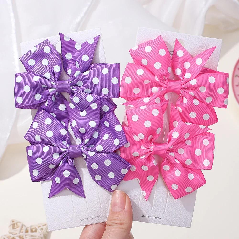 

LOVEKIKI 2PCS Girls Cute Printing Dot Bows Hair Accessories Hair Clips Handmade Bows Clips Hair Pin Kawaii Child Accessories