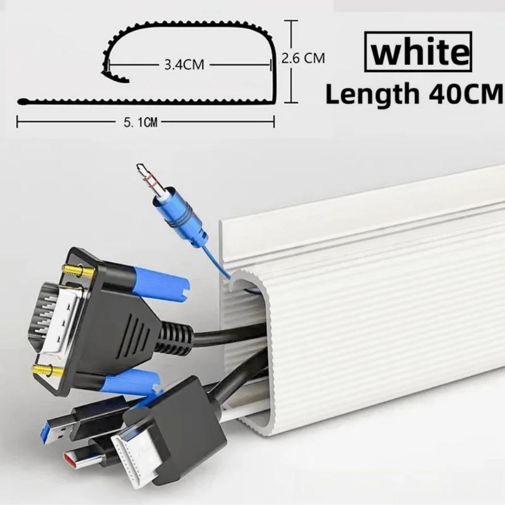 1PC 15.7in Self adhesive Under Desk Cable Management Tray PVC Power wire hider Strip Cord Holder No Drilling wire Organizer Cabl