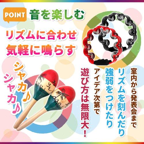 Archnote Maracas, Tambourine, Percussion, Shaker, Eurhythmics, Karaoke, Energizing Set, Red and Green Palm Tree