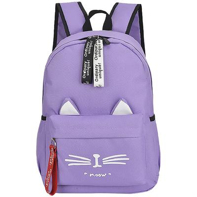 [shttown] Cute Cat Backpack with Cat Pattern, Lightweight and Large Capacity, School Bag, Perfect for Students, Girls, and Women, Gift (Purple)