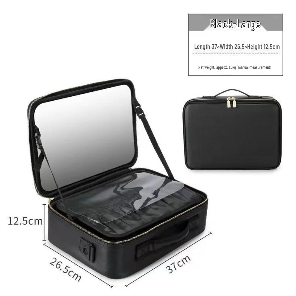 Large Capacity Detachable Makeup Bag with LED Mirror for Professional Use, Easy to Clean