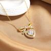 4 Carat Love Bow Necklace Women'S Large Gold-Plated Light Luxury High-End Collarbone Chain Pendant Fashion Jewelry