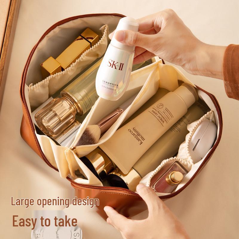 PU Leather Cloud Makeup Bag: Large Capacity Portable Travel Cosmetic Case