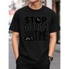 Men's Black Short Sleeve T-Shirt With Stop Chasing Your Time 24:7 Graphic Print, Soft Cotton Crew Neck Tee For Casual Daily Wear