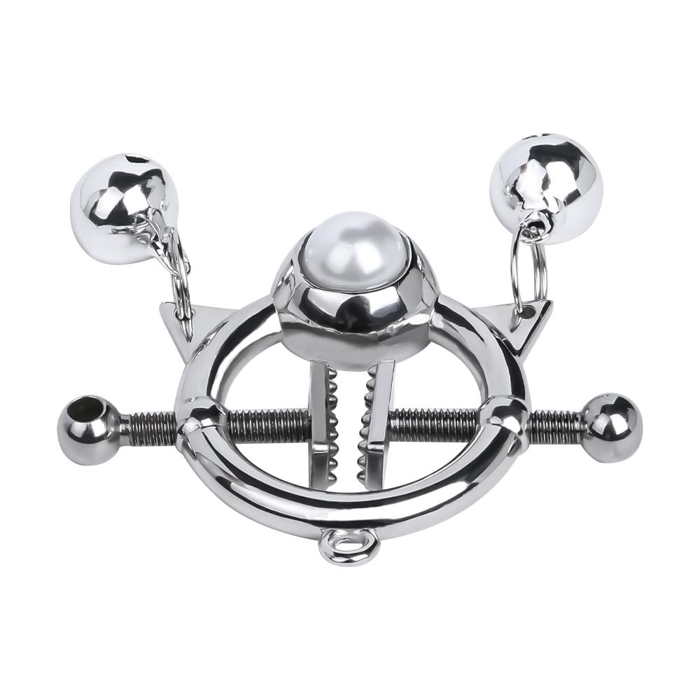 BDSM Sex Toy 304 Stainless Steel Breast Clip with Leather Belt for Women Breast Bondage PP Chain