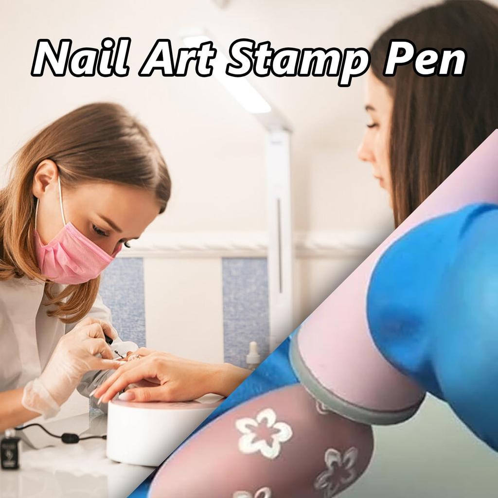 15Pcs Pen Set, Flower Nail Pen,Pen  Stamper Kit, Nail Stamper  Tool With Different Patterns,  Dotting Tools For Women