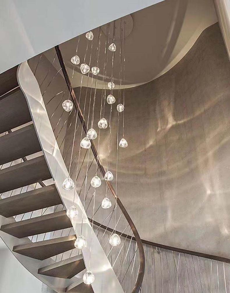 Modern American Cherry Crystal LED Chandelier for Staircase or Restaurant