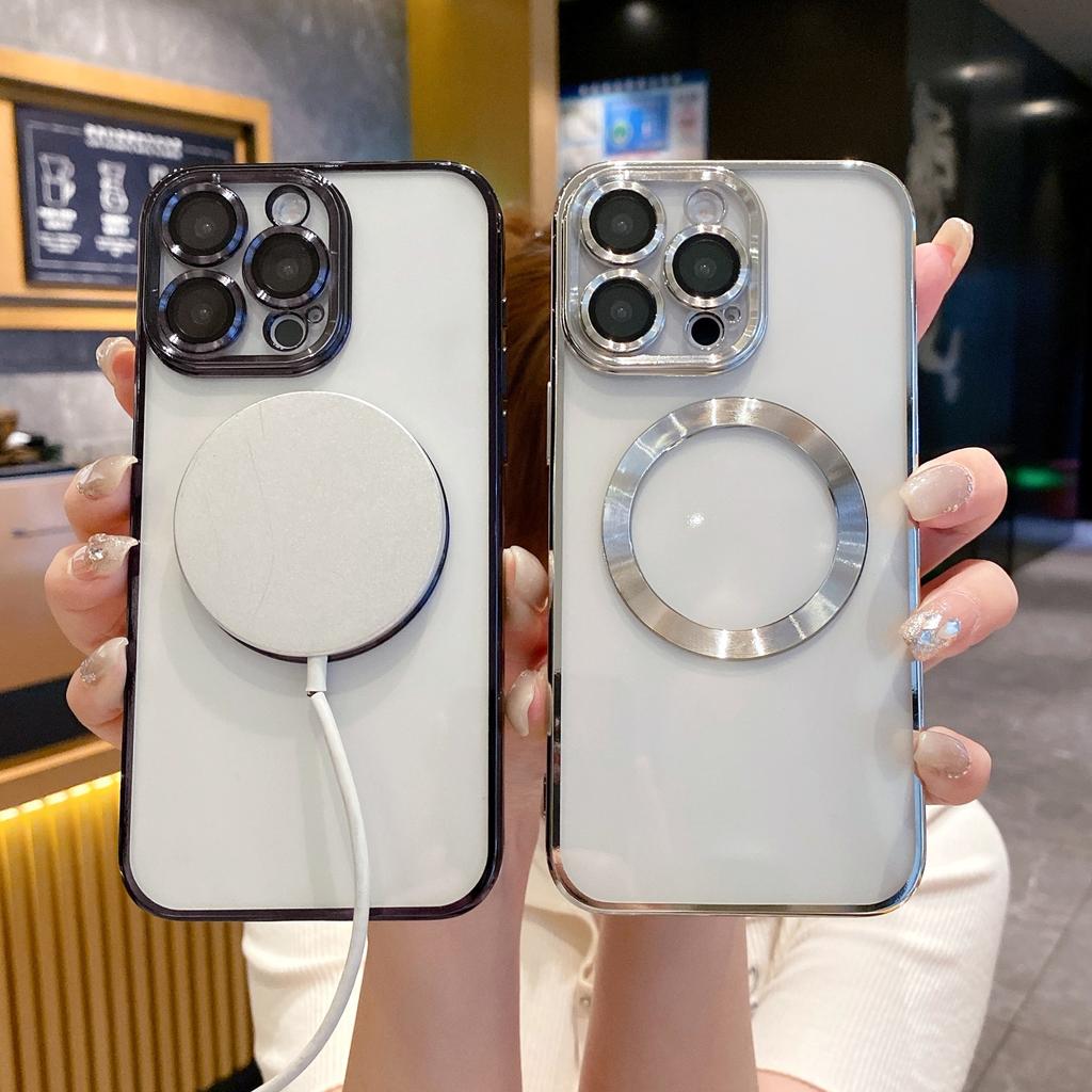 IPhone16ProMax Electroplated Magnetic CD Pattern Suitable for Apple 15 Mobile Phone Case 13/14 with Lens Film E