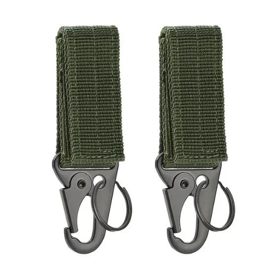 2ks taktická závěsná přezka Molle Nylonový popruh Karabina na opasek Trojúhelníkový přívěsek na klíče pro outdoorové lezení Camping Tool Příslušenství